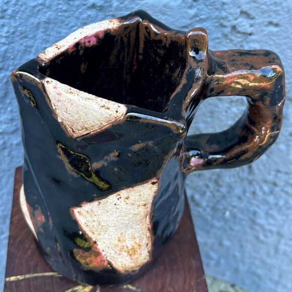 Vintage Brutalist Pottery Funky Abstract Pitcher Vase unique decor - Picture 6 of 10
